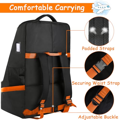 YOREPEK Car Seat Travel Bag, Padded Car Seats Backpack for Air Travel - color: Orange