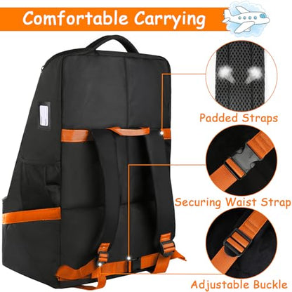 YOREPEK Car Seat Travel Bag, Padded Car Seats Backpack for Air Travel - color: Orange