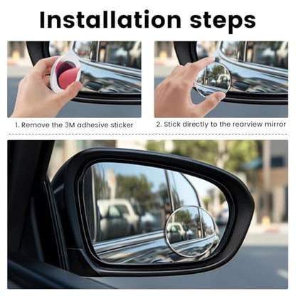 Biqing blind spot mirrors Compact in size convex mirror car high definition glass lenses side view mirror blindspot Convex Self Stick