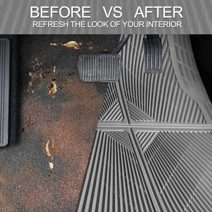 CAR PASS Gray Rubber Floor Mats&Cargo Liner,Waterproof Truck Mats Heavy Duty,All Weather Trim-to-Fit Automotive Mat for Car Truck SUV,Anti-Slip Easy Clean Durable,Full Set 5-Piece,3D Emboss All Grey - color: Gray Cargo Liner