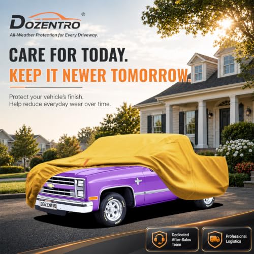 Waterproof Heavy Duty Truck Cover Custom Fit Chevy C10 1960-1987 Regular Cab Long Bed(8'), Full Exterior Covers with Cotton Liner and Breathable Ventilation Mesh, Car Cover with Zipper - size: Custom fit Chevy C10 Regular Cab LB 1960-1987