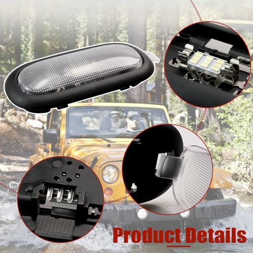 1GE93XDVAD Dome Light w/Lens & Bulbs Front Overhead Roof for 2007 2008 Jeep Wrangler JK JKU Interior Map Reading Light, Replaces 1GE93XDVAC 1GE93XDVAA