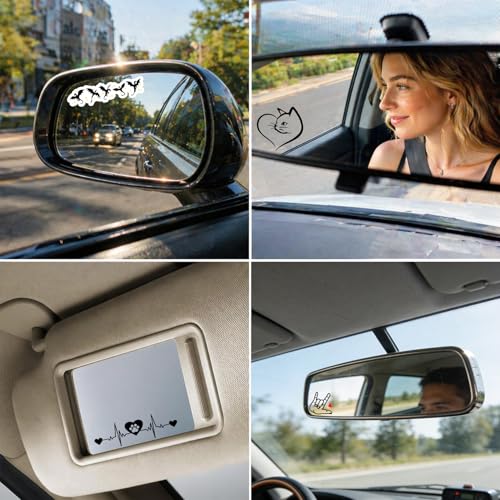 2PCS Car Mirror Decal Rearview Vinyl Stickers and Decal Car Accessories (Cat Heart) - color: Cat Heart