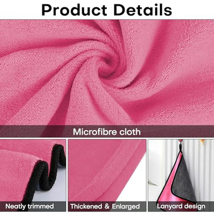 Hovom 3PCS Car Microfiber Towels, 23.62"×11.81" Lint-free Microfiber Towels for Cars Wash Drying, Super Absorbent Auto Cleaning Cloths, Reusable Washing & Detailing Towel, Car Cleaning Supplies (Pink) - color: Pink