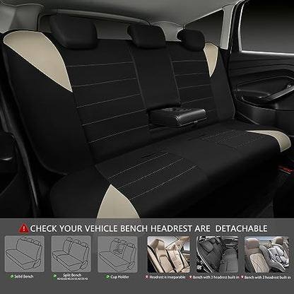 CAR PASS Waterproof Car Seat Covers Full Sets, Universal Fit Seat Covers for Cars, EVA Neoprene Seat Cover Set Full Sets, Interior Covers for Auto SUV,Vans,sedans, Trucks,(Black and Beige) - color: Beige Full Sets