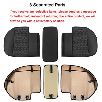 Black Panther Luxury PU Leather Rear Bench Car Seat Cover Adjustable Length (49-55'') Fits 90% Standard 5 Seats (Sedan SUV), for Seat Bottom Only, Triangle Quilting Design, Beige - color: Rear Beige