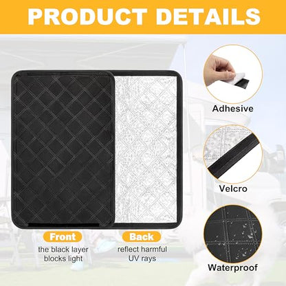 RedCall Rv Door Window Shade,Foldable Camper Sun Shade Windshield Blackout Cover,RV Accessories Fits for RV Interior Door Window 16 x 25 inch - size: 16" x 25" Black