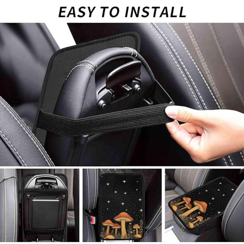 Universal Car Center Console Cushion Pad, Red Mushroom Under Night Sky Soft Waterproof Car Center Console Cover Auto Armrest Seat Box Cover Protector for Most Vehicle SUV Truck Car - color: Red Mushroom Under Night Sky
