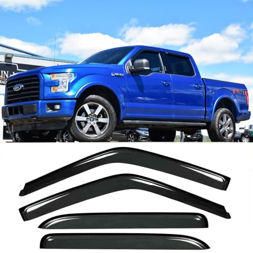 Window Visors for 2015-2025 Ford F150 Crew cab(Supercrew cab) 94975 - size: 4pcs 15-25 Crew cab(Outside)