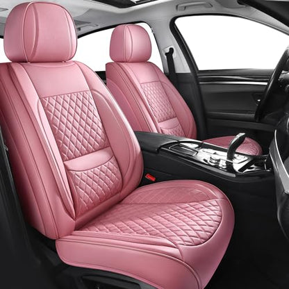 MIROZO Front Seat Covers Full Coverage,Leather Seat Covers Universal Fit - color: Pink, size: 2CPS Front