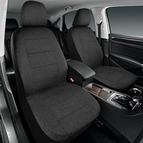 Road Comforts Car Seat Covers for Front Seat, Low Back Heavy Duty Breathable Flax Seat Protector, Airbag, Not Seat Belt Compatible, Washable Seat Cover Fits for Most Cars, Trucks, SUVs, Vans Black - color: black, size: Front Low Back