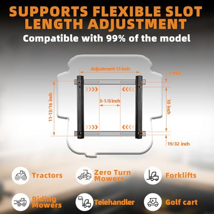 Universal Forklift Seat, Fold Down Tractor Seat with Adjustment Armrest, Safety Belt and Operator Position Switch, Excavator Skid Loader Backhoe Dozer Telehandler