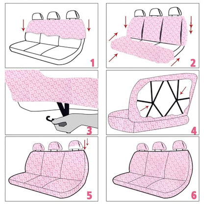 15 Pcs Pink Butterfly Car Steering Wheel Cover Center Console Armrest Pad Headrest Seat Belt Cover Handbrake Cover Keychain Coaster Full Set Car SUV - color: Pink Butterfly