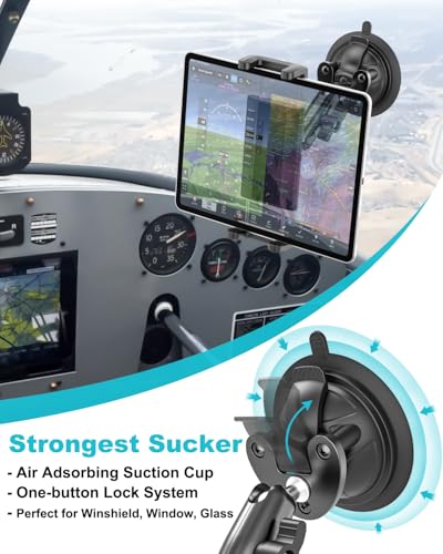 Pilots Tablet Holder, [Strong Suction Cup] Aircraft Tablet Mount