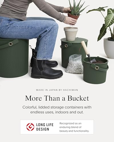 Hachiman Large Bucket, 2.6 Gallon Heavy Duty Bucket with Lid & Handle - color: Mustard, size: Large