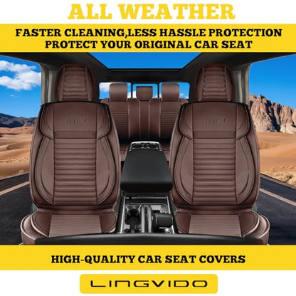 LINGVIDO Car Seat Covers Full Set, Faux Nappa Leather, for Sedans and SUVs - color: Brown, size: Full set