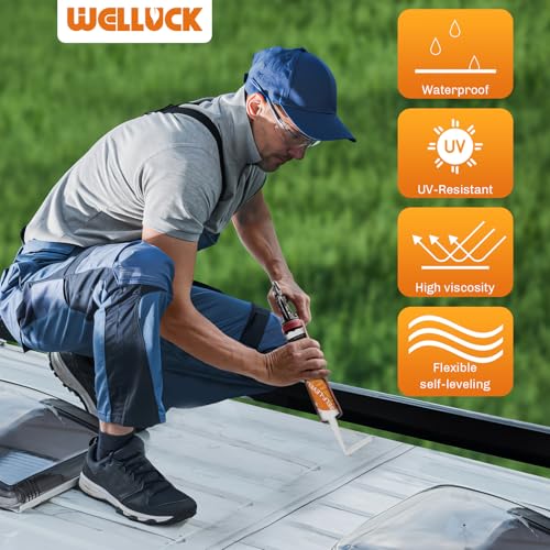 WELLUCK 6PC RV Roof Sealant Self Leveling Lap for RV Roofs, White Flexible Repair Caulking Rubber Epdm Sealant for Camper Motorhomes Trailers, Secure Odorless Waterproof & UV All Weather Adhesive