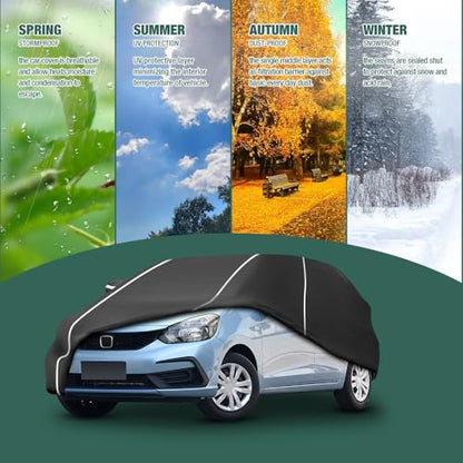 Fluorescent Strip Design Waterproof Car Cover Compatible for Honda Fit 2009-2020 All Weather 6 Layers Full Car Cover Safe Parking at Night with Storage Bag - size: Custom Fit Honda Fit