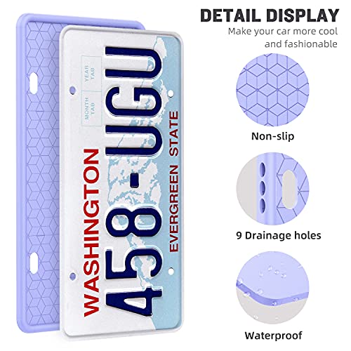2Pack Silicone License Plate Frame, Front and Back Cover Without Obstruction, Bracket Holder Rust-Proof, Rattle-Proof, Weather-Proof for US Standard Car (Green) (LP-silicone) - color: Green