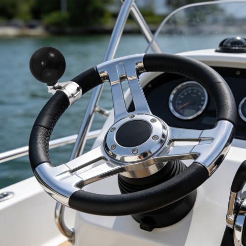 Abfer Ball Steering Wheel Suicide Knob Power Turning Assist Spinner Aid Helper Brody Knobs Fit Most Lawn Mowers, Forklifts, Tractors, Black - color: black-1