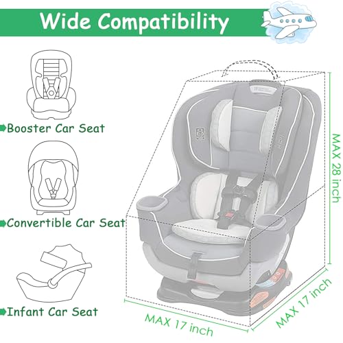 YOREPEK Car Seat Travel Bag, Padded Car Seats Backpack for Air Travel - color: Green