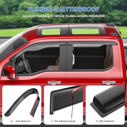 Window Visors Rain Guards Compatible with 2017-2025 Titan - size: 2017-2025 Titan Crew Cab