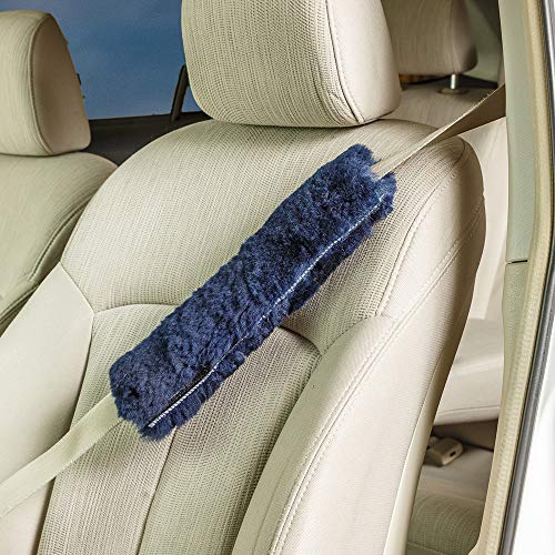 Soft, Comfortable Universal Fitting Genuine Merino Sheepskin Seat Belt Shoulder Cover Pad for Adults, Children, Youth. Multiple Colors Available - Engel (Blue) - color: blue