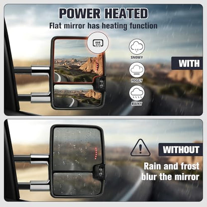 Chrome Tow Mirrors for 03-07 Chevy GMC Silverado Sierra Switchback Light - color: Chrome