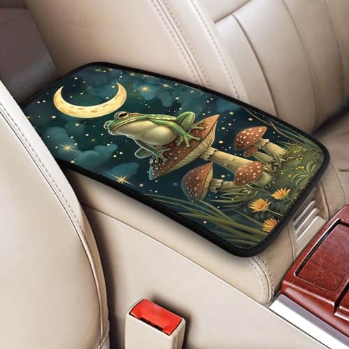 Universal Car Center Console Cushion Pad, Mushroom Moon Frog Soft Waterproof Car Center Console Cover Auto Armrest Seat Box Cover Protector for Most Vehicle SUV Truck Car - color: Mushroom Moon Frog