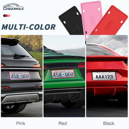 QiqaMole Silicone License Plate Frames, License Plate Holder for US CA Cars, Silicone Car Plate Cover Rustproof & Rattle Proof & Weatherproof Car Accessories (Black 2 Pack) - color: Black 2 Pack