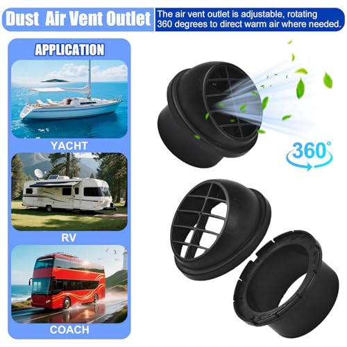 Blueshyhall 90mm Warm Air Vent Outlet, 2PCs Auto Heater Duct Hose Pipe 360 Degrees Rotatable for Car Bus Boat RV ATV - size: Round 90mm