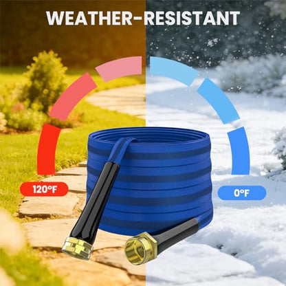 25ft Garden Hose, Drinking Water Safe TPU Water Hose, Ultra Lightweight & Flexible, 360° Swivel Kink-Free Design, Heavy Duty All-Weather Hose with 3/4" Leak-Proof Fittings for Yard, RV - color: Blue, size: 25FT