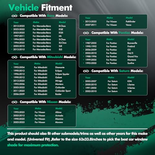 SCITOO 63 x 33.8 inches Sun Shade Sunshade Windshield Cover Front Window Shade Custom fit for Toyota for Chevrolet for GMC 1995-2000 Upgraded Summer Shade Blocks UV Rays Car Accessories