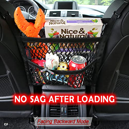 Car Organizer Between Front Seats, Purse Holder, Dog Barrier, Mesh Net Bag