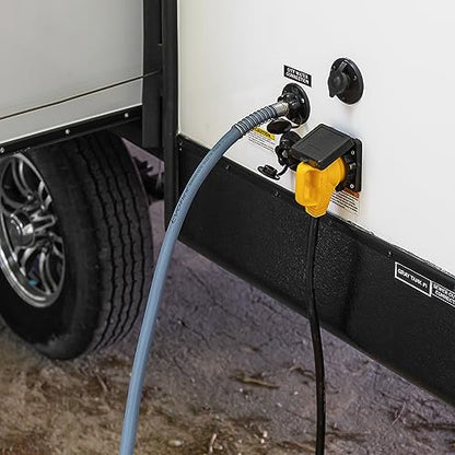 Camco EvoFlex 25-Ft Water Hose - RV Drinking Water Hose Contains No Lead, No BPA & No Phthalate - Flexible Design w/Stainless Steel Strain Relief Ends - 5/8” Inside Diameter, Slate (22580) - color: Slate, size: 25-Foot