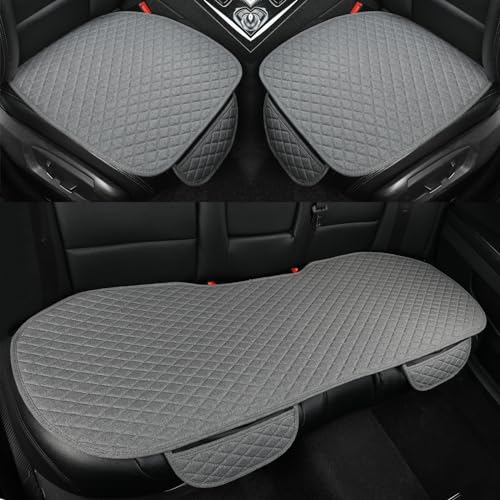 West Llama Linen Car Seat Covers,Bottom Seat Covers for Cars Include 1 Pair Front Driver Seat Pad Mat and 1 Rear Bench Cover Universal Fits 90% Vehicles,SUVs,Cars,Sedans(3Piece-Gray) - color: Gray, size: 2 Front Seat Covers+1 Rear Bench Seat Cover