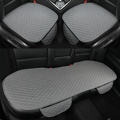 West Llama Linen Car Seat Covers,Bottom Seat Covers for Cars Include 1 Pair Front Driver Seat Pad Mat and 1 Rear Bench Cover Universal Fits 90% Vehicles,SUVs,Cars,Sedans(3Piece-Gray) - color: Gray, size: 2 Front Seat Covers+1 Rear Bench Seat Cover