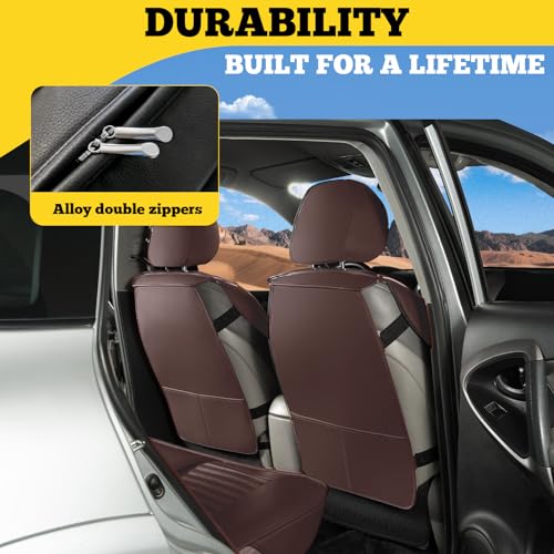 LINGVIDO Car Seat Covers Full Set, Faux Nappa Leather, for Sedans and SUVs - color: Brown, size: Full set