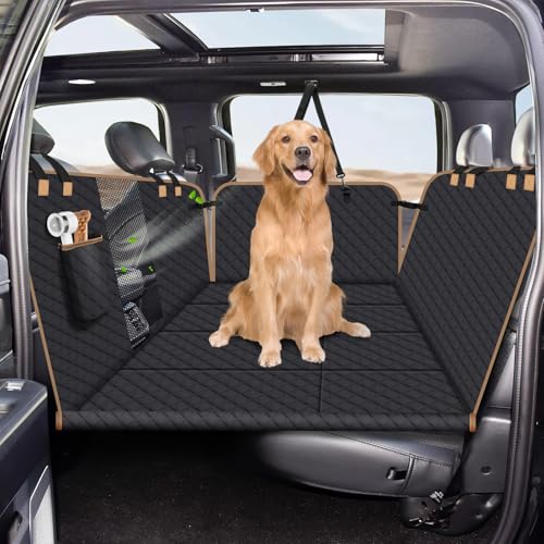 Dog Car Seat Cover for Back Seat, Dog Car Bed Cover with Strong Hard Bottom, Back Seat Extender Hammock for Cars SUV Truck,4 Panels Black Large Size - color: Black, size: For Full-Size CAR/SUV/TRUCK