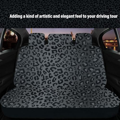 15 Pcs Black Leopard Print Printing Car Steering Wheel Cover Center Console Armrest Pad Headrest Seat Belt Cover Handbrake Cover Keychain Coaster Full Set Car SUV - color: Black