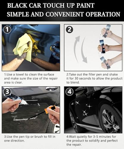 Black Touch Up Paint For Cars, 2-In-1 Car Paint Pen, Car Rim Touch Up Paint, Fix Minor Scratches, Fast-Dry Automotive Touch-Up Paint (0.4oz/12ml, Gloss Black)