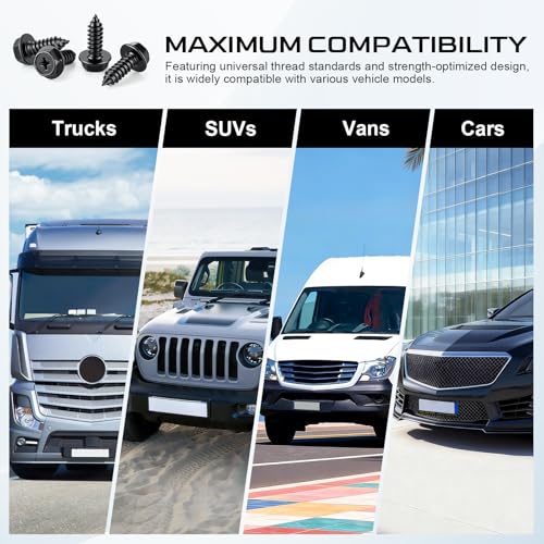 LivTee Rustproof License Plate Screws for Securing License Plates Frames and Covers on Cars and Trucks, 4 Sets Premium Stainless Steel Self Tapping Mounting Bolts (Black Zinc Plated) - color: Cross-Black, size: 4 Pack