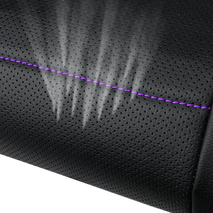 CAR PASS Universal FIT Piping Leather Two Front Seat Covers, Waterproof Faux Leather for SUV Sedan Van Truck, Airbag Compatible,Reserved Opening Holes for Headrest Covers(Black and Purple) - color: Black & Purple