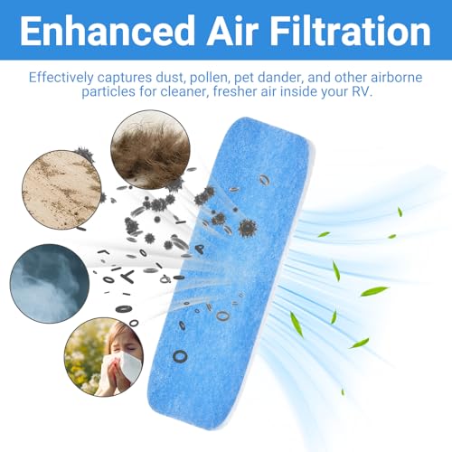 10 Pack RV AC Filters – MERV 6 Replacement for Air Conditioner Vent (12.875” x 5.5”) – Polyester Cotton, Blue & White Design