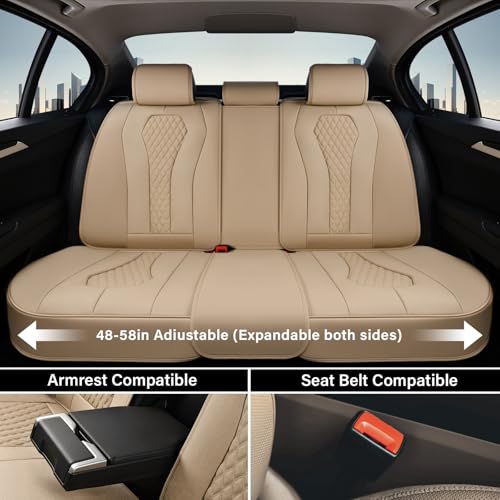 Coverado Automotive Seat Covers, Car Seat Covers Full Set, Beige Car Seat Cover, Car Seat Cushion Waterproof, Front Seats Back Seat Covers, Car Seat Protector Universal Fit Most Cars - color: Beige, size: FullSet