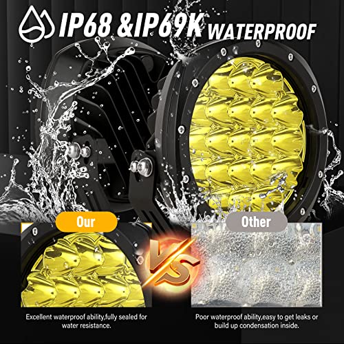 BIGLION.X 7Inch Round LED Amber Driving Offroad Lights 2PCS 210W 32000LM Amber Off road Lights LED Off Road Light Round Waterproof IP68 IP69K 12V 24V for Pickup Trucks SUV ATV UTV 4x4 - color: Amber, size: 7Inch