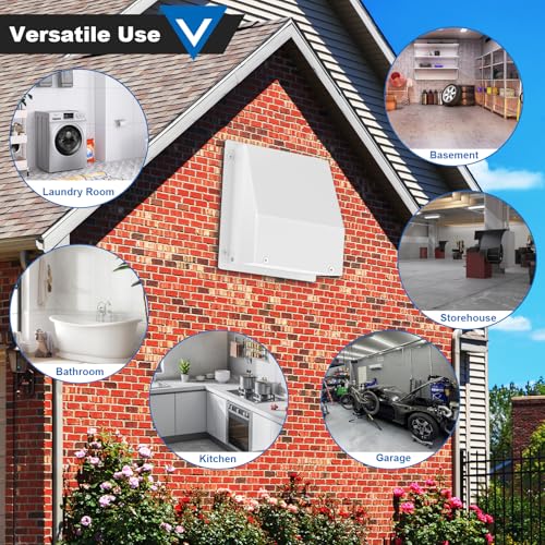 6 Inch Hooded Wall Vent with Screen and Damper, Galvanized Steel Wall Vent Cover White Metal Hood Cap Exhaust Duct Pipe Kit with Hose Clamp Aluminum Foil Tape Screw for Laundry Room Bathroom Basement - color: White, size: 6 Inch
