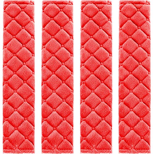 Tatuo 4 Pack Seat Belt Cover Extra Long Soft Pad for Car,10.6 Inch,Red - color: Red, size: 10.6 Inch