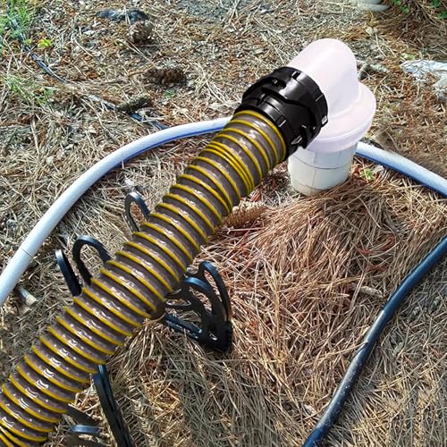 10FT RV Sewer Hose with Bayonet Fittings and 4-in-1 Adapter Elbow - color: Yellow, size: 10FT