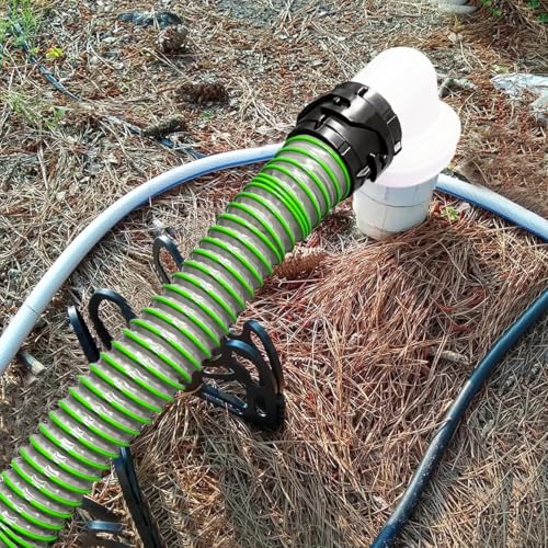 20FT RV Sewer Hose with Bayonet Fittings and 4-in-1 Adapter Elbow - color: Green, size: 20FT